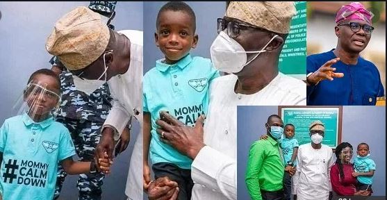 PHOTO NEWS: Boy in Mummy calm-down viral video finally meet Lagos State Governor Sanwo-Olu