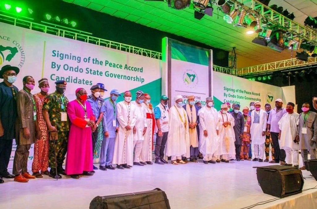 Ondo election: Akeredolu, Ajayi, Jegede sign peace accord