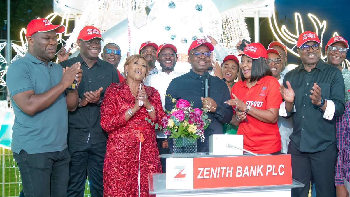 SMELL OF FESTIVE SEASON AS ZENITH BANK LIGHTS UP AJOSE ADEOGUN STREET